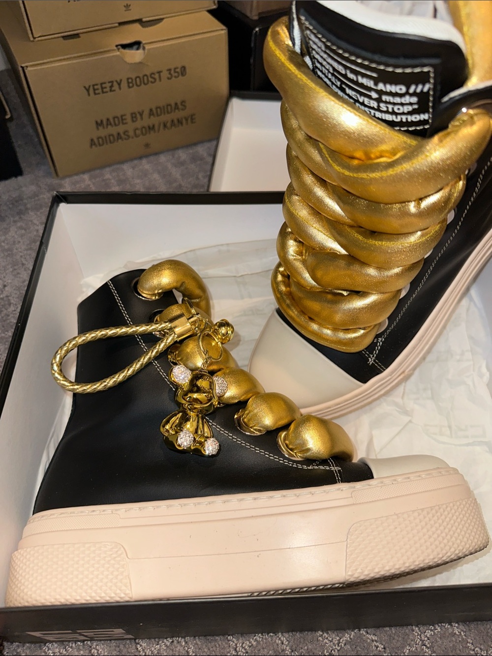 ✨ Made in Italy Gold Chain High-Top Sneakers ✨